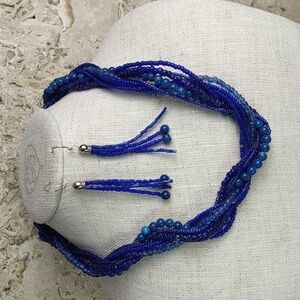 Artisan Crafted Glass Bead Necklace w/Earrings